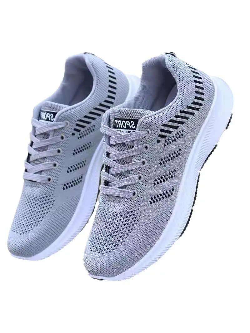 أحذية رجالية للجري، شبكية قابلة للتنفس، أحذية رياضية عادية، كعب مسطح، مقدمة مستديرة، ماركة صينية، كود خصم، ربيع 2025