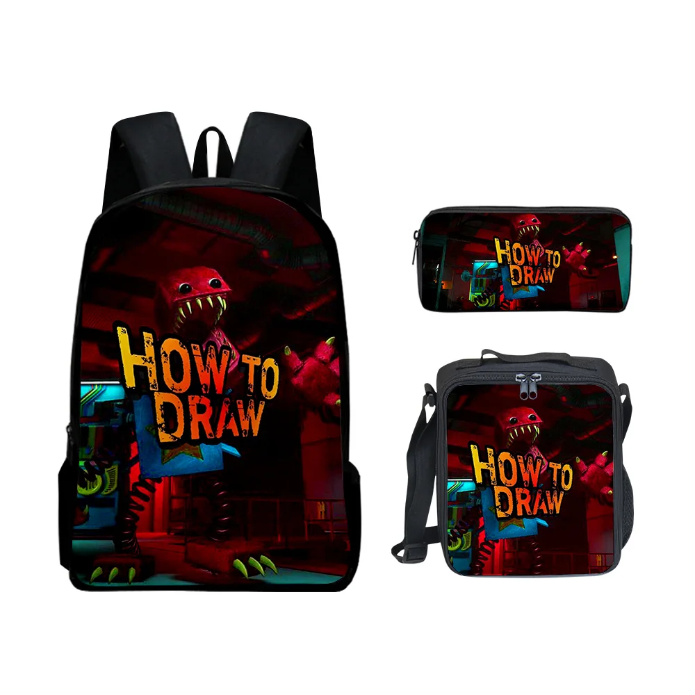 

Классические креативные Забавные коробки с 3D принтом boo, 3 шт./комплект, школьные ранцы для учеников, рюкзак для ноутбука, сумка для обеда, ранцы