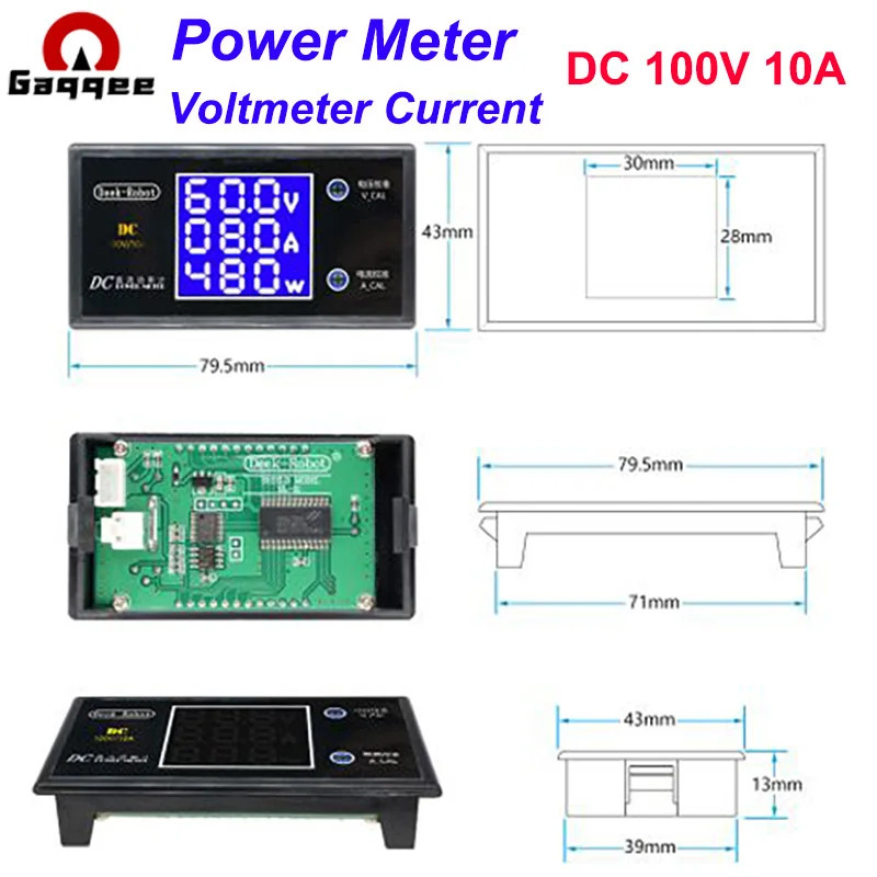 Digital Voltage and Current Power Monitor with Integrated Ammeter and Wattmeter