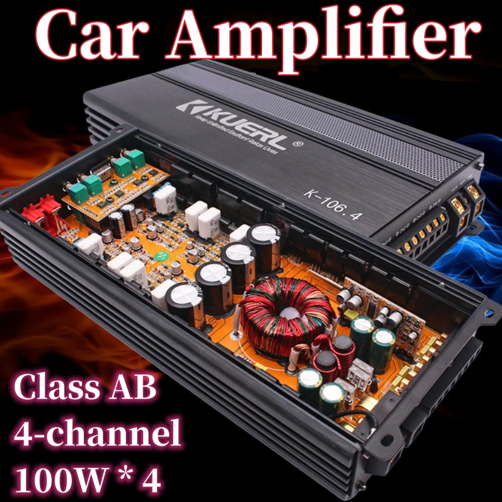 

Vehicle Audio Modification, 12V 4 * 100W Four Channel AB Class High-power Car/ Home Audio Power Amplifier, 20Hz~20KHz