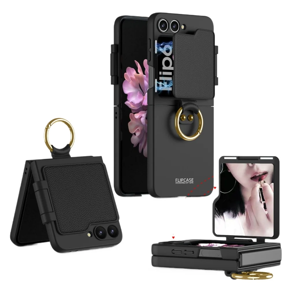 Shockproof Ring Holder Phone Case with Mirror Back & Screen Protector