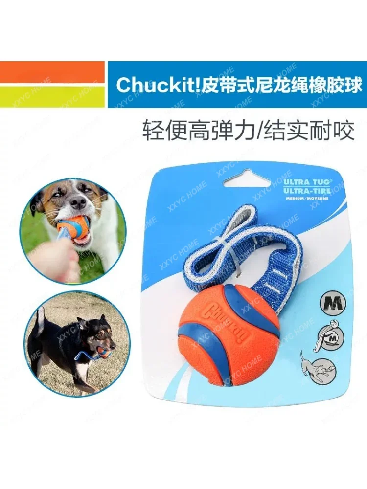 Two Tugs Rubber Ball Dog Toy Rope Ball Outdoor Training Interactive Tug-of-War Bite-Resistant Molar