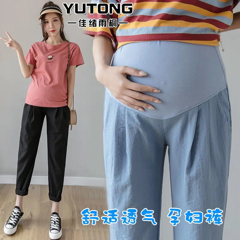 

Pregnant Women's Pants Summer Thin Outwear Summer Abdominal Care Loose Casual Feet Nine Cent Pregnant Women's Pants