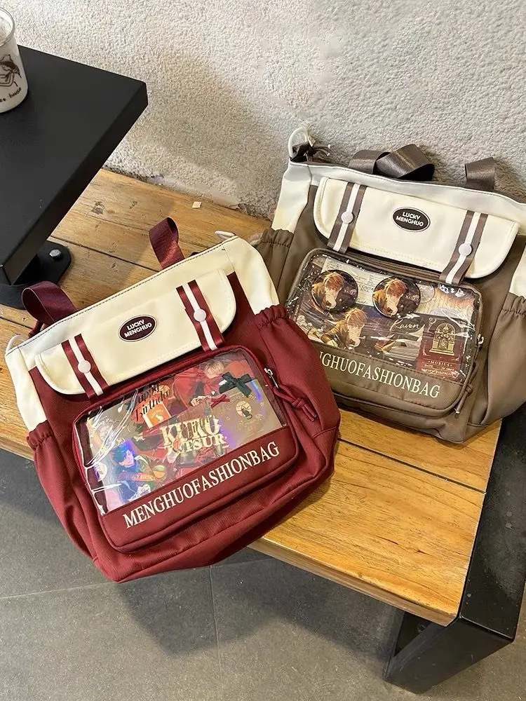 

Preppy Transparent Patchwork Casual Girls Shoulder Bag Y2k Aesthetic Female Handbags Crossbody Bags