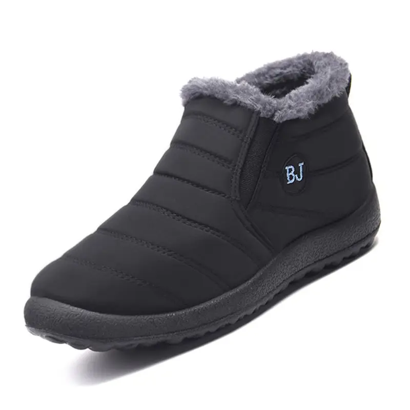 

Men Boots Waterproof Winter Women Shoes Lightweight Snow Booties Warm Fur Plus Size Unisex Ankle Boots Slip on Casual
