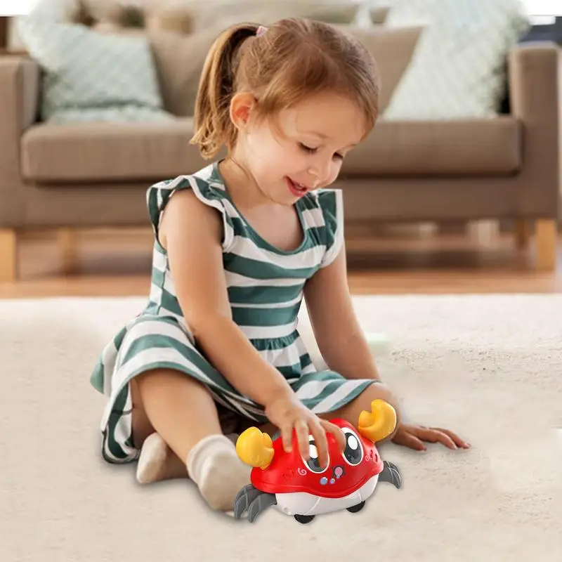 Crawling Crab Sensory Toy Cute Crawling Crab Baby Toy Interactive Walking Dancing Toy Infant Fun Birthday Gift Entertainment For 2