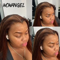 Wow ange couleur marron chocolat 13x6 HD dentelle avant perruque droite perruques sans colle perruque de cheveux humains Weargo perruque fondre peau pour femme 3