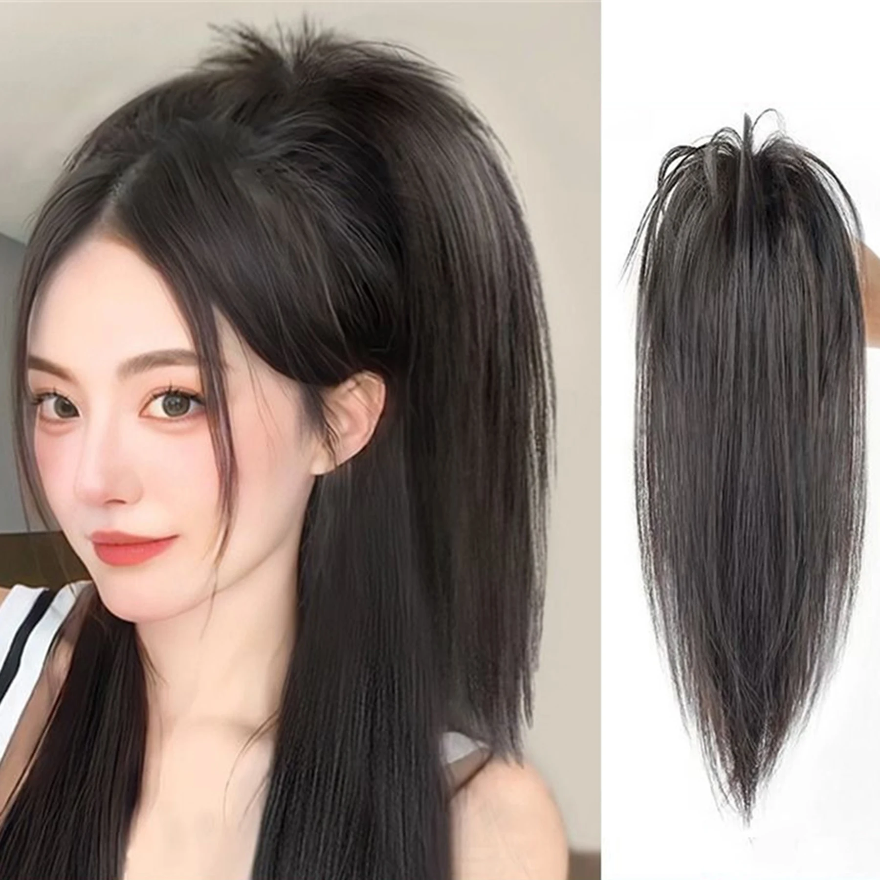 Synthetic Long Straight Claw Clip On Ponytail Hair Extensions Heat Resistant Pony Tail Hair piece For Women Daily Party