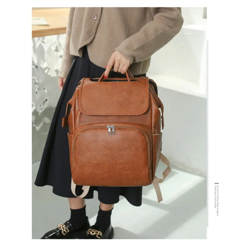 Backpack Kids Stroller Outdoor Travel Diaper Bag Large Capacity PU Handbag Waterproof Maternity Multi Functional Mommy Bag
