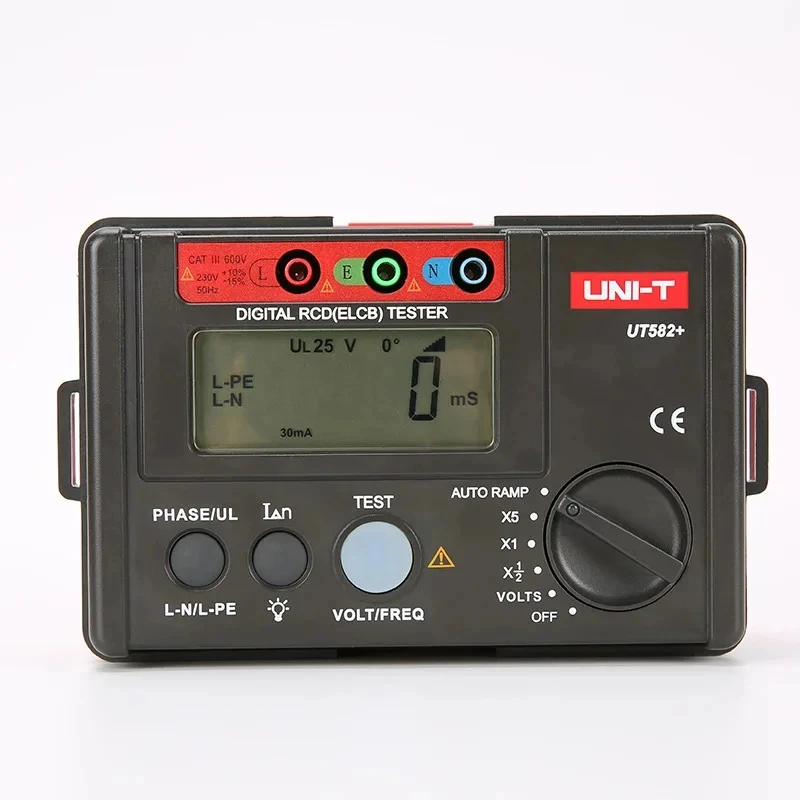 

UNI-T UT582+ Digital RCD (ELCB) Tester AUTO RAMP Leakage Circuit Breaker Meter with Mis-Operation Buzzer