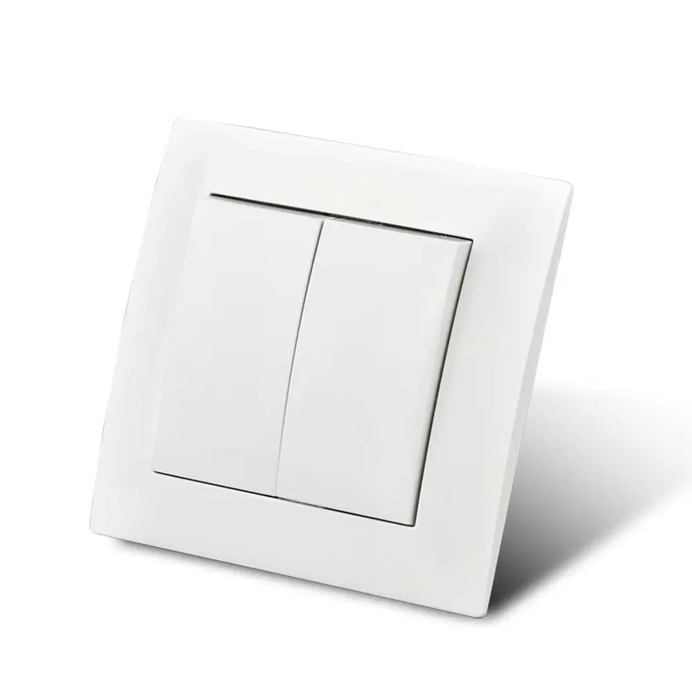 Plastic Panel 2 Gang 1 Way Wall Light Switch On / Off Rocker Switch 16A AC 250V 86mm*86mm