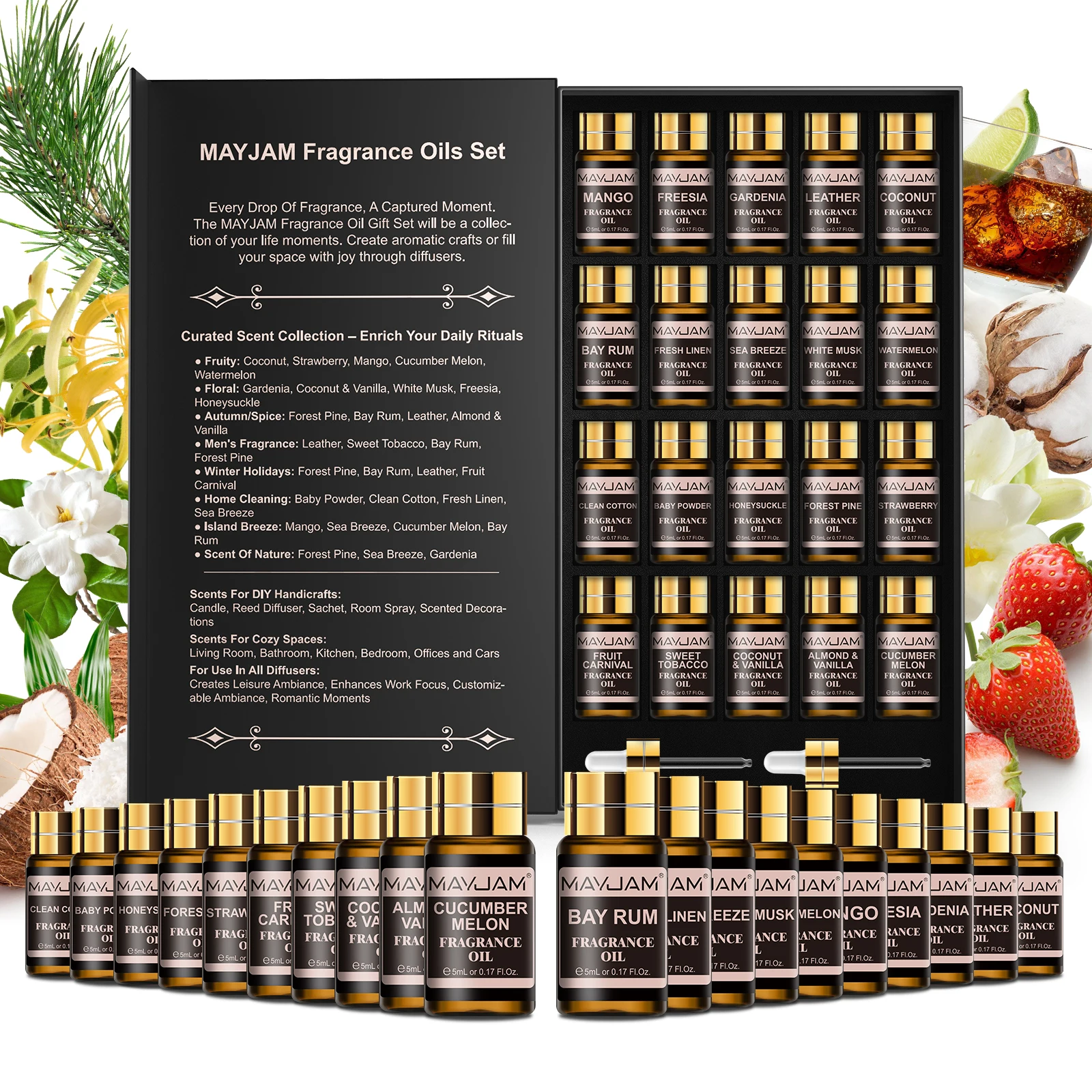 Ultimate Aromatherapy Fragrance Oil Collection - 61-Piece Set for Diffusers, Candles, and Humidifiers