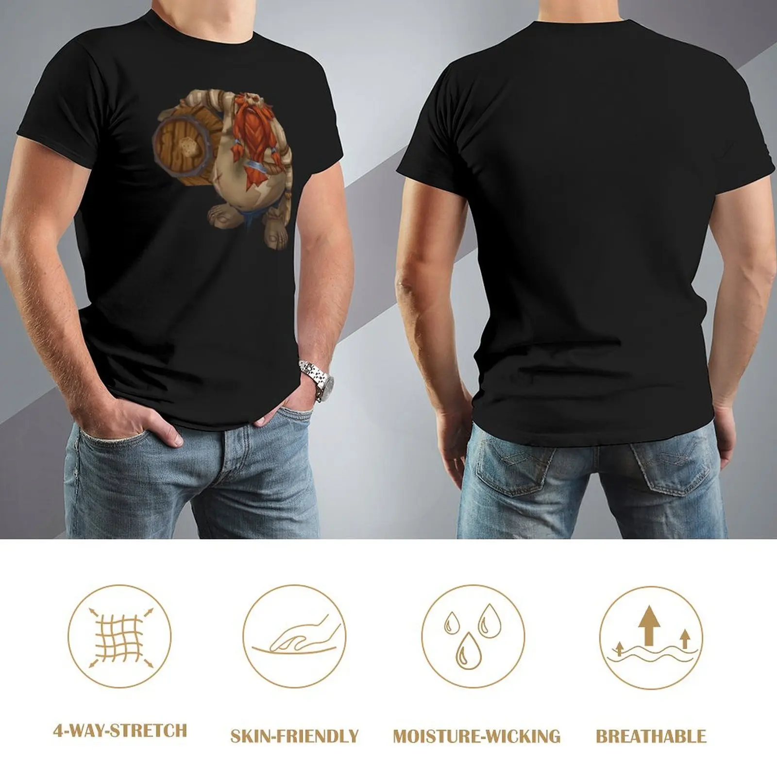 Gragas Heavyweight Men's Cotton Graphic T-Shirt - Custom Short Sleeve Design