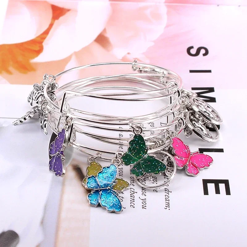 5pcs Bangle Set Butterfly Charm Bracelets for Women Birds