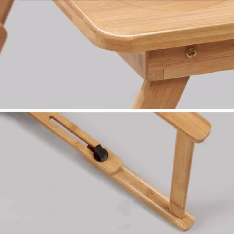 Foldable Bamboo Computer Table Portable Bedroom Computer Table Bed Laptop Stand Reading Study