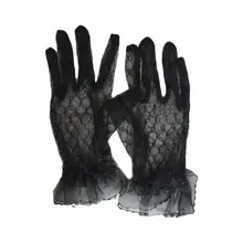  Bridal Lace Net Yarn Gloves Wrist Length Gloves Finger Short Wedding Accessories Drop Ship 