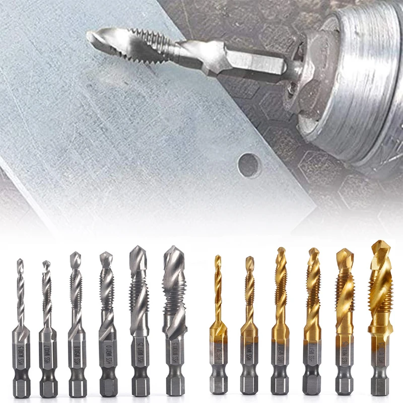 6pcs M3M10 Screw Tap Drill Bits Hss Taps Countersink Deburr Set Metric
