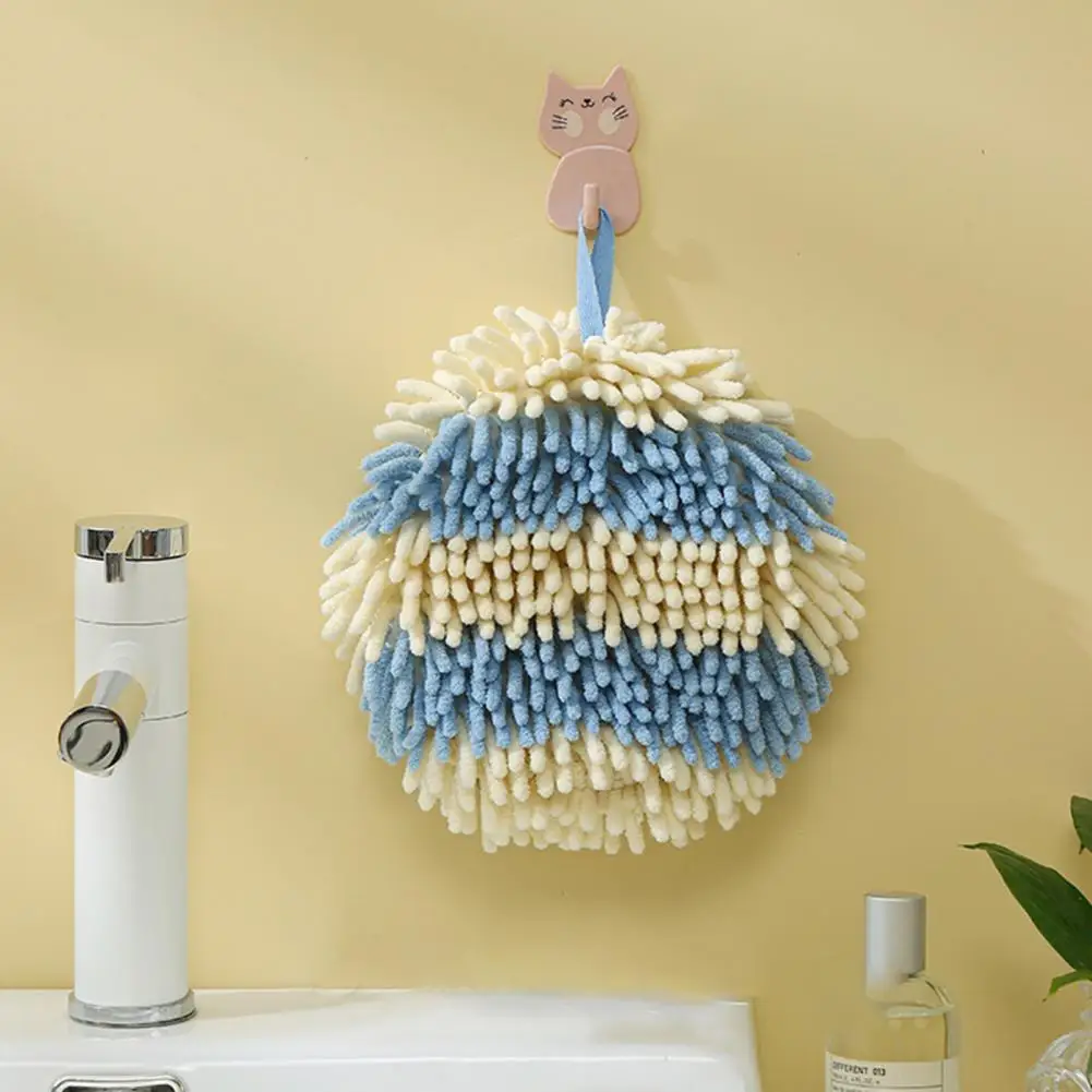 

Hanging Wipe Towel Non-shedding Round Hand Towel Rainbow Chenille Wipe Towel Kitchen Supply
