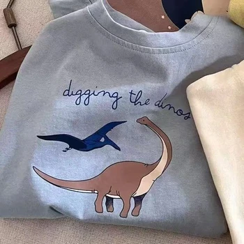 T-shirt per bambini T-shirt con stampa dinosauro T-shirt per bambini Cartoon Boy Abbigliamento estivo Girocollo T-shirt per bambini Top per bambini 1