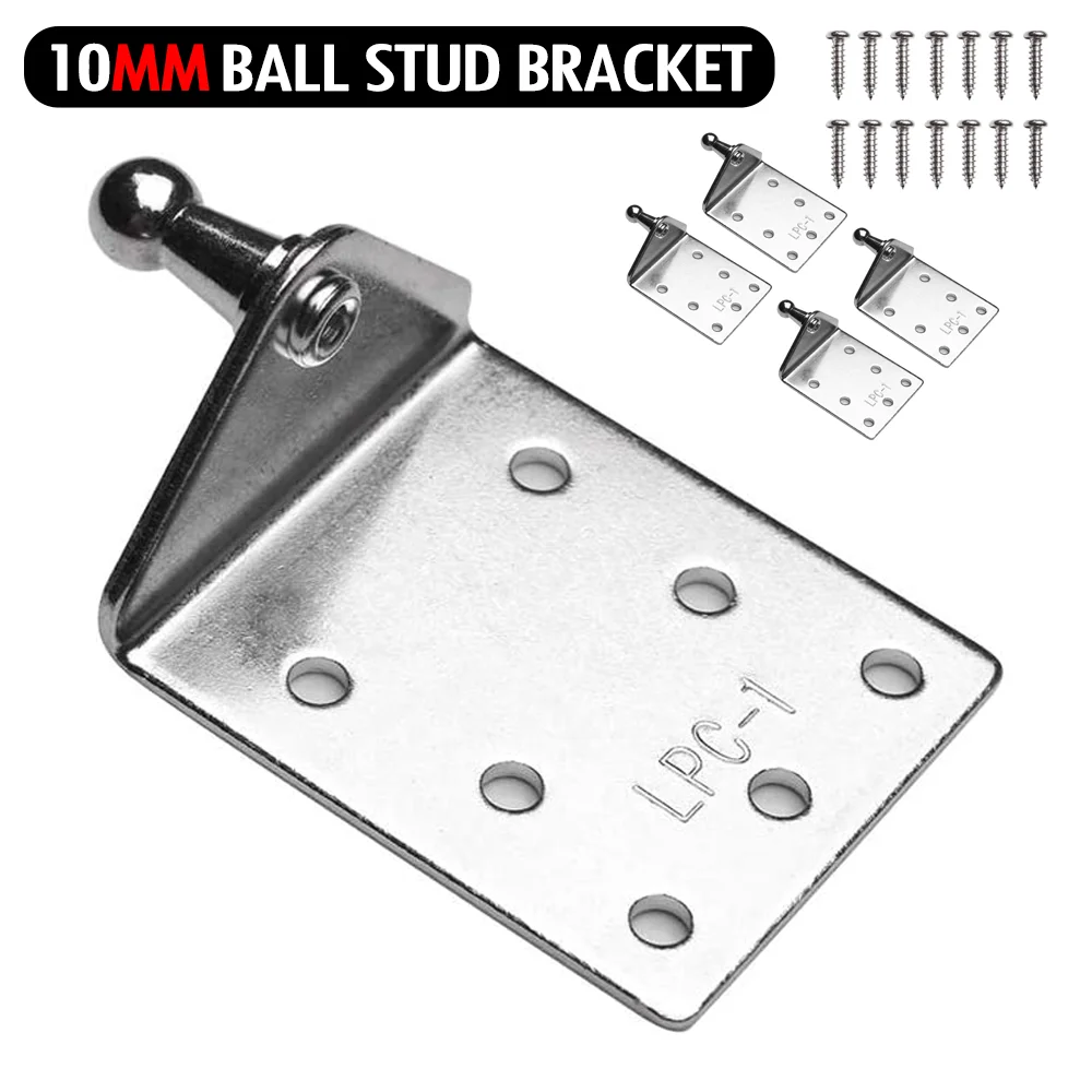 10mm Ball Stud Mounting Brackets - 4pcs L-Type Gas Strut Supports With Screws