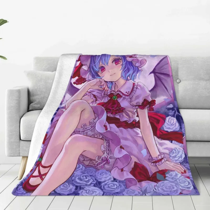 

Remilia Scarlet Touhou Project Blanket Flannel Throw Blankets Summer Air Conditioning Portable Soft Warm Bedspreads