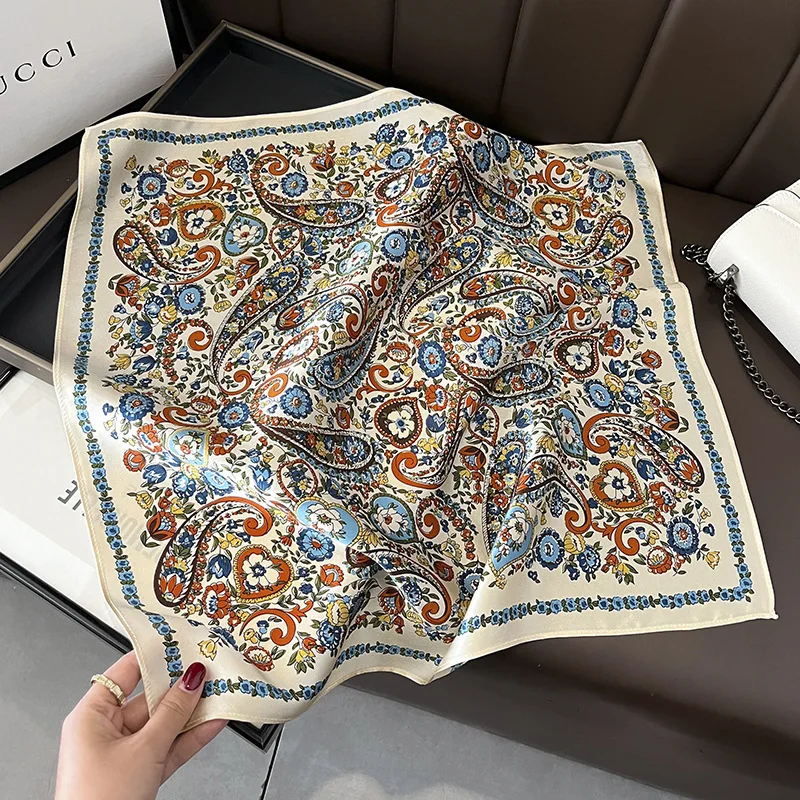 

New 100% Printed Color Medium Kerchief Women's All-Match Gift Twill Mulberry Silk Small Scarf Decorative Shawl