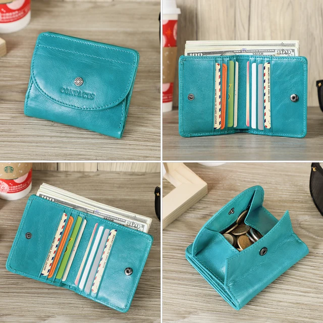 Contact'S Fashion Genuine Leather Designer Wallets Luxury for Women Small Coin Purse Women Card Holder Mini Clutch 3