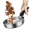Camping Frying Pan Nonstick Detachable Handle Frying Pan Stainless Steel Flat Bottom Pan Portable Wok Cookware Camping Accessory 4