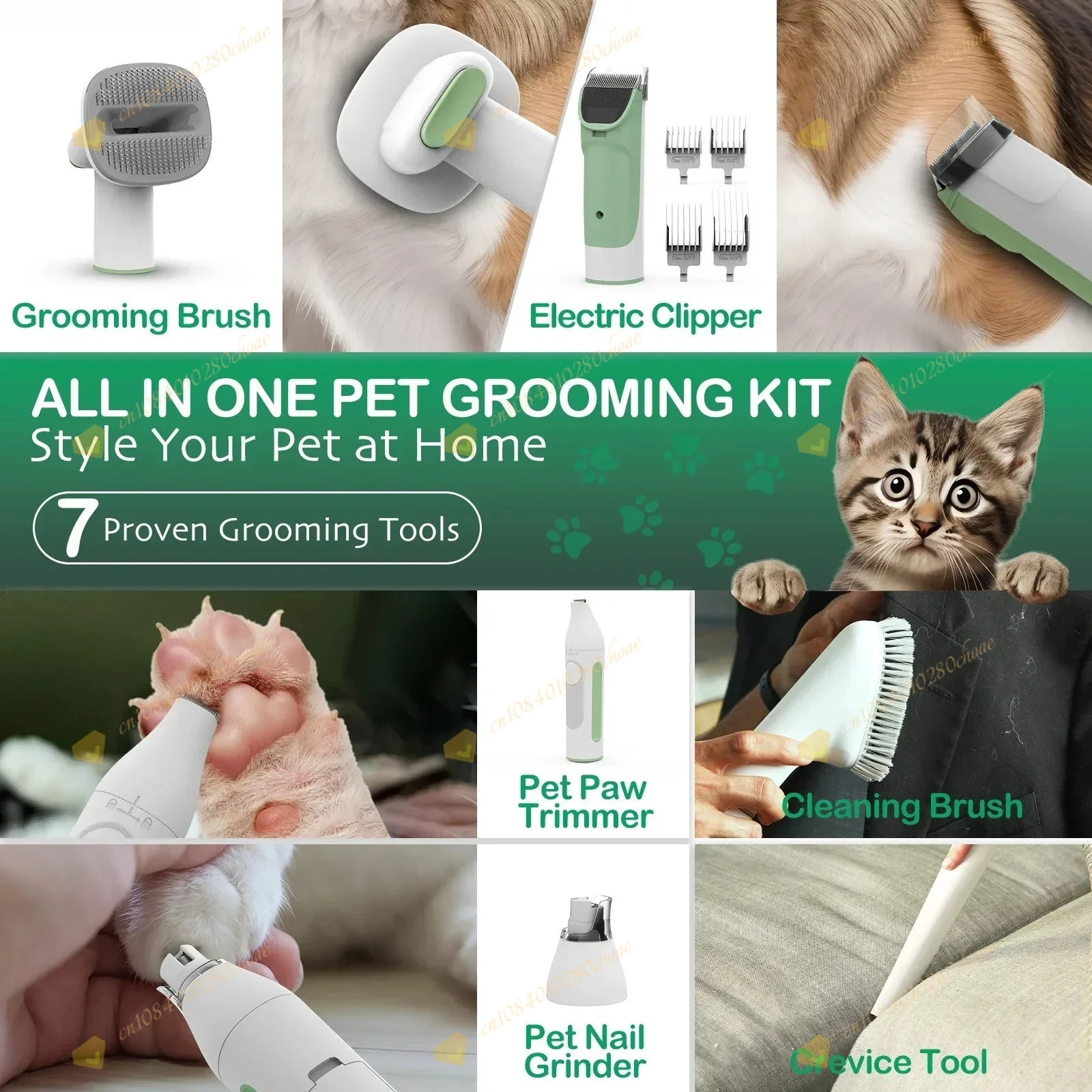 OEM ODM 12 in 1 pet hair remover brush, dog vacuum cleaner, beauty suction, prof