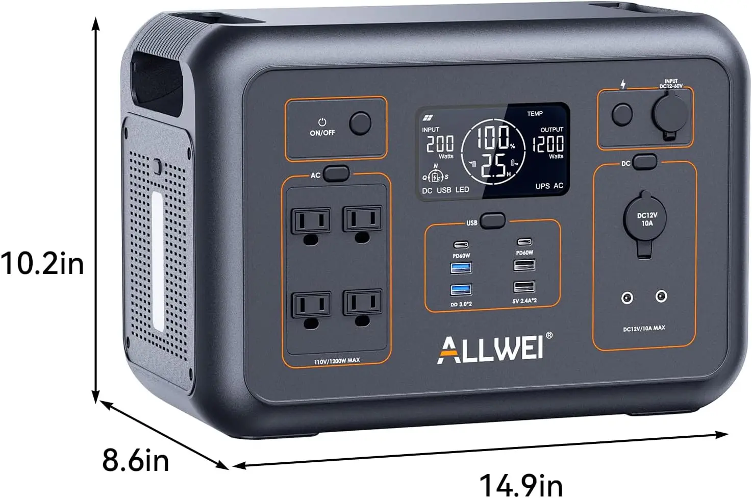LiFePO4 Portable Power Station 1200W, 1008Wh Solar Generator with UPS Mode, 1.5Hrs Fast Charge, 4 AC Outlet(Surge 2400W), Power