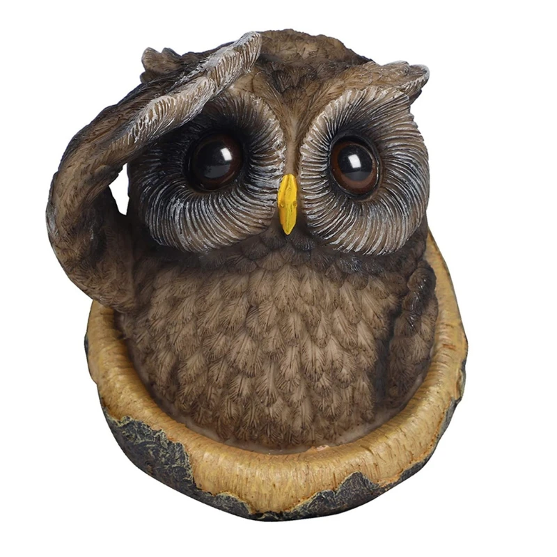 

Easter Outdoor Sculpture Owl Tree Statues Garden Peeker Art Decoration 45BE