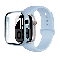 Enhanced Silicone Strap Cover and Bumper Bracelet - 46mm Series 10 11 (13 Ice Sea Blue)