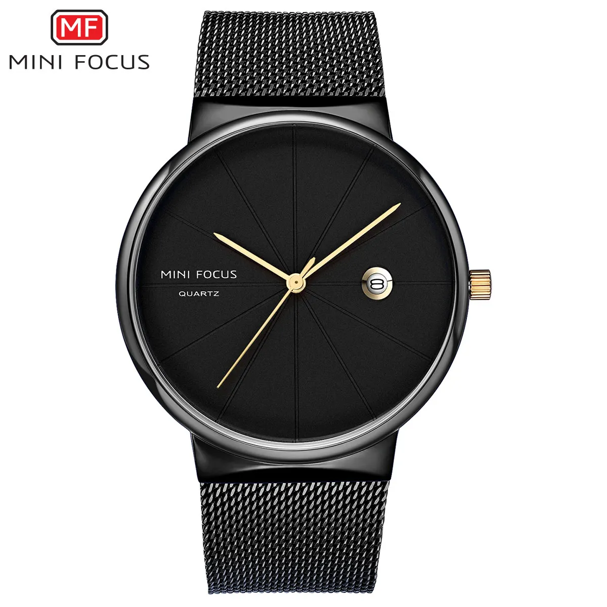 MINI FOCUS Minimalist Men's Waterproof Ultra-Thin Steel Mesh Strap Wristwatch