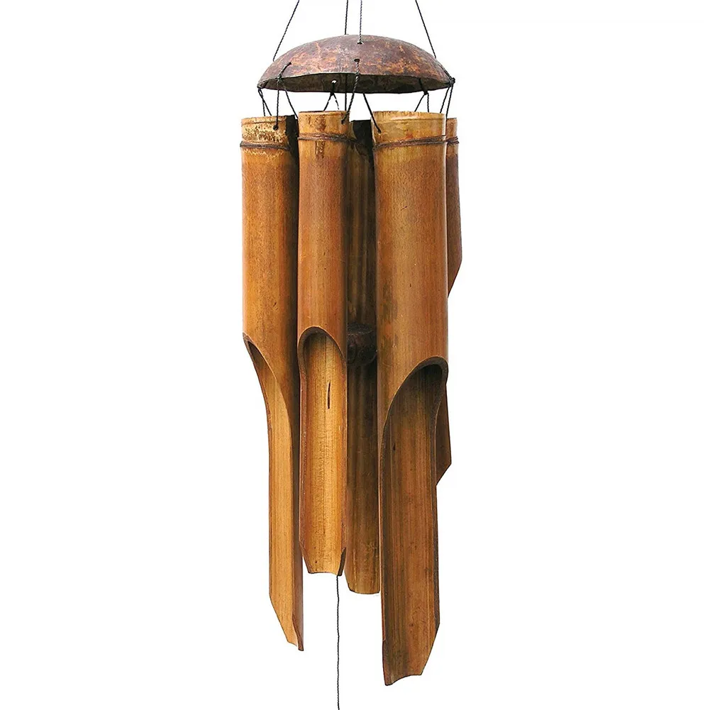 

2023 Bamboo Wind Chimes Big Bell Tube Coconut Wood Handmade Indoor And Outdoor Wall Hanging Wind Chime Decorations Gift