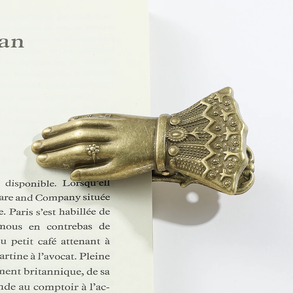 Noble Women's Handheld Vintage Hand Bookmark Holder 1pc For Girls Men Plated Sleeve Swing Clip Office Supplies for Writers
