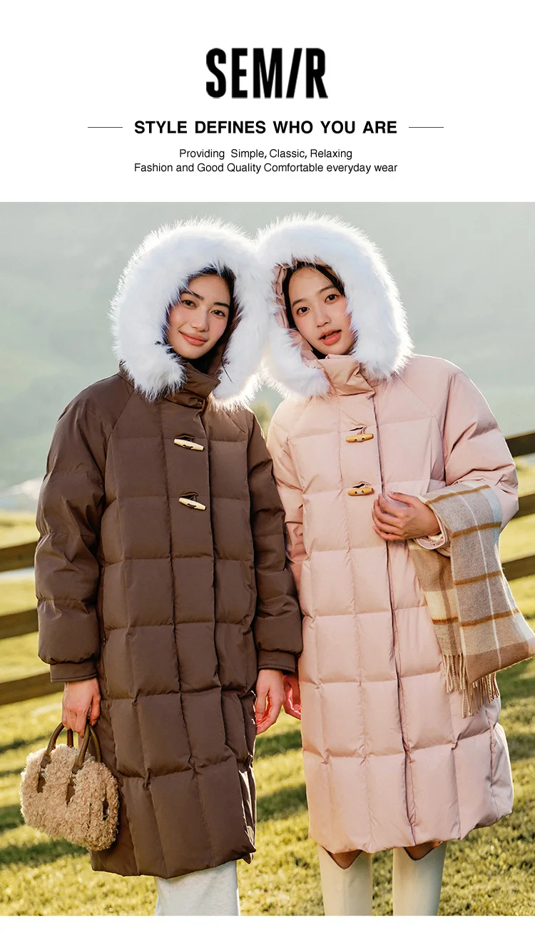 Down Jacket Women Long Length Three-Proof Windproof Loose Winter New Warm Fur Collar Hooded Coat Down Jacket