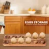 12 Holes Japanese Style Wooden Double Row Egg Storage Box Home Organizer Rack Eggs Holder Kitchen Decor Accessories 3