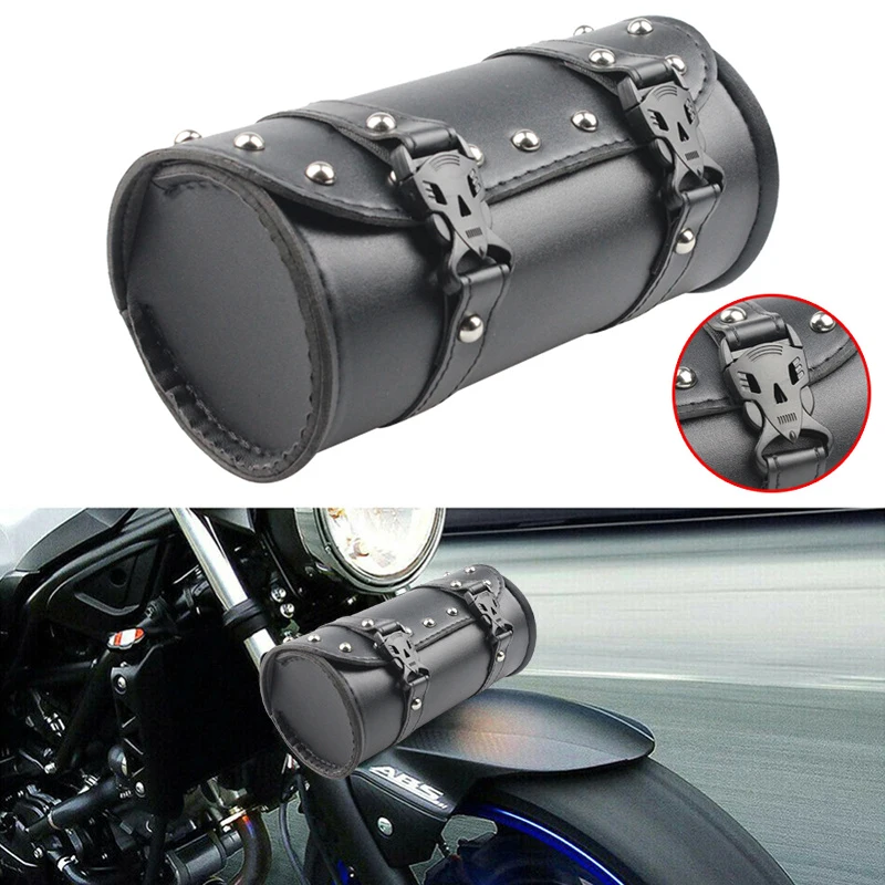 

Motorcycle Cruiser Tool Bag Front Fork Bag Black Luggage Bag Fork Barrel Shape Handlebar For Motorcycle Pannier Saddle Bags Too