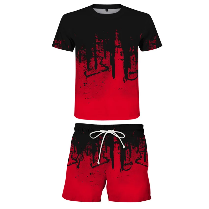 Quick Dry Casual Men's Two-piece Sports Street Fashion Quick Dry Summer Men's Short Sleeve Shorts Two-piece Set t-shirt Clothing