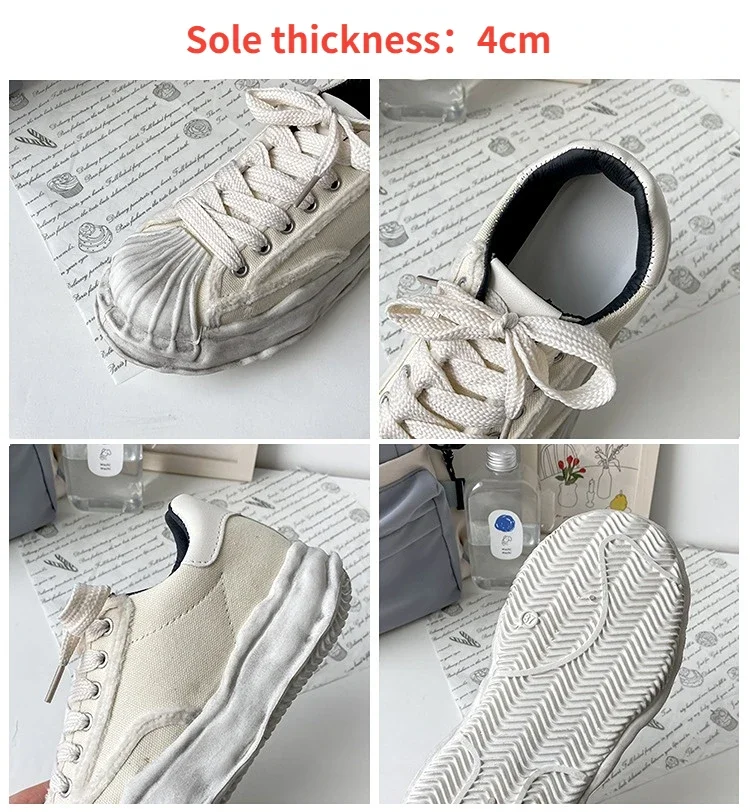 Women Canvas Sneakers Dirty Shoes New Student Canvas Thick Dissolving Heels Lace Up Sports women shoes casual sneakers women sneakers