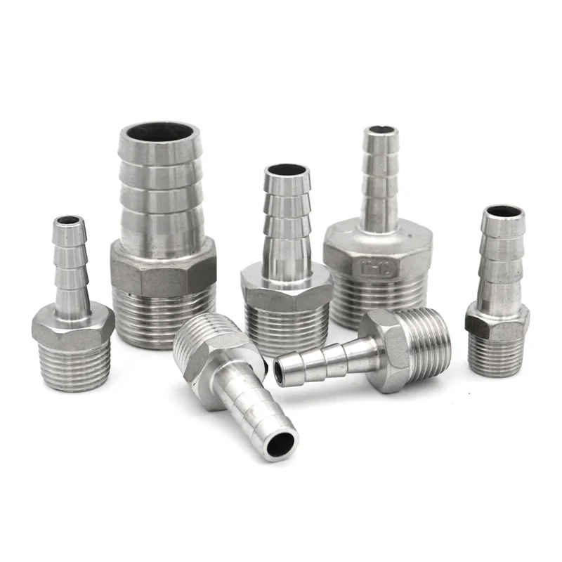Pipe Fitting Hose Pipe Fitting SS304 Hose Barb Connector 6-38mm With Bspt Male Thread