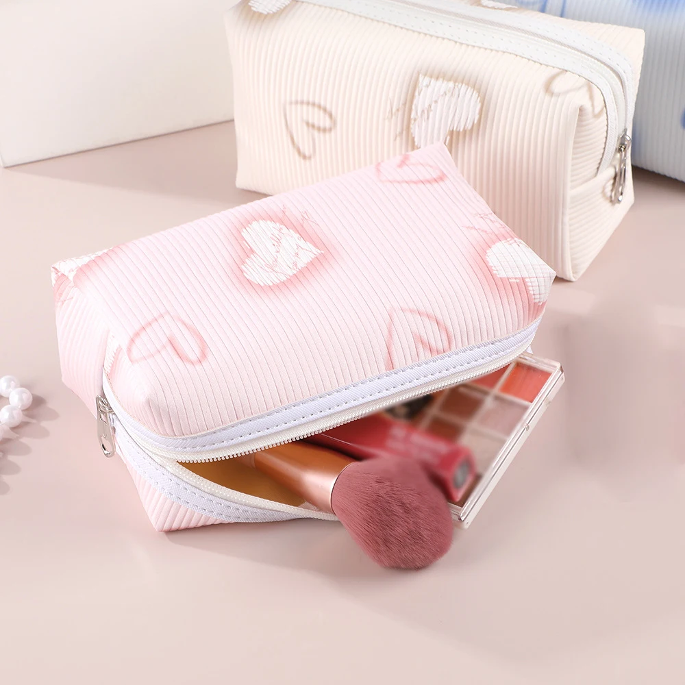 Kawaii Cosmetic Bag Love Pouch Large Capacity Portable Lipstick Storage Women Makeup Handbags Travel Organizer Pencil Case