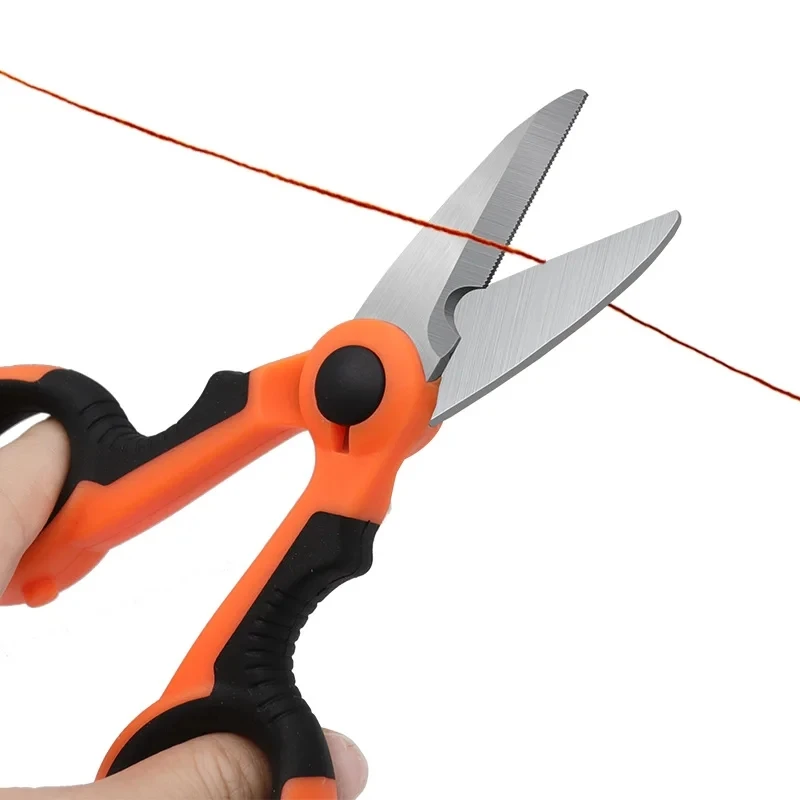 1Piece Stainless Steel Fishing Scissor Accessories Electrician Portable Scissors Plier Cut PE Braid Line Lure Carp Fishing Tools 2