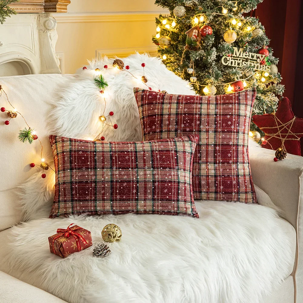 Christmas Pillows, Green Plaid Pillow Cover, Tartan Pillow Covers