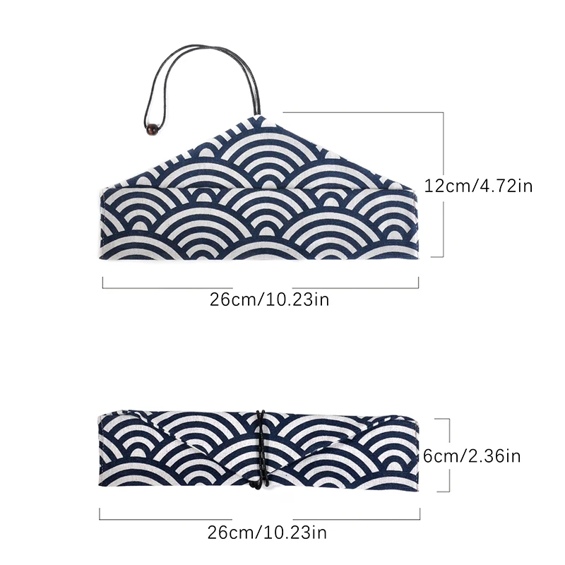 Portable Tableware Bag Japanese Printing Reusable Drink Straw Chopstick Cutlery Pouch Drawstring Bag Cutlery For Spoon Fork Tableware Storage Bag