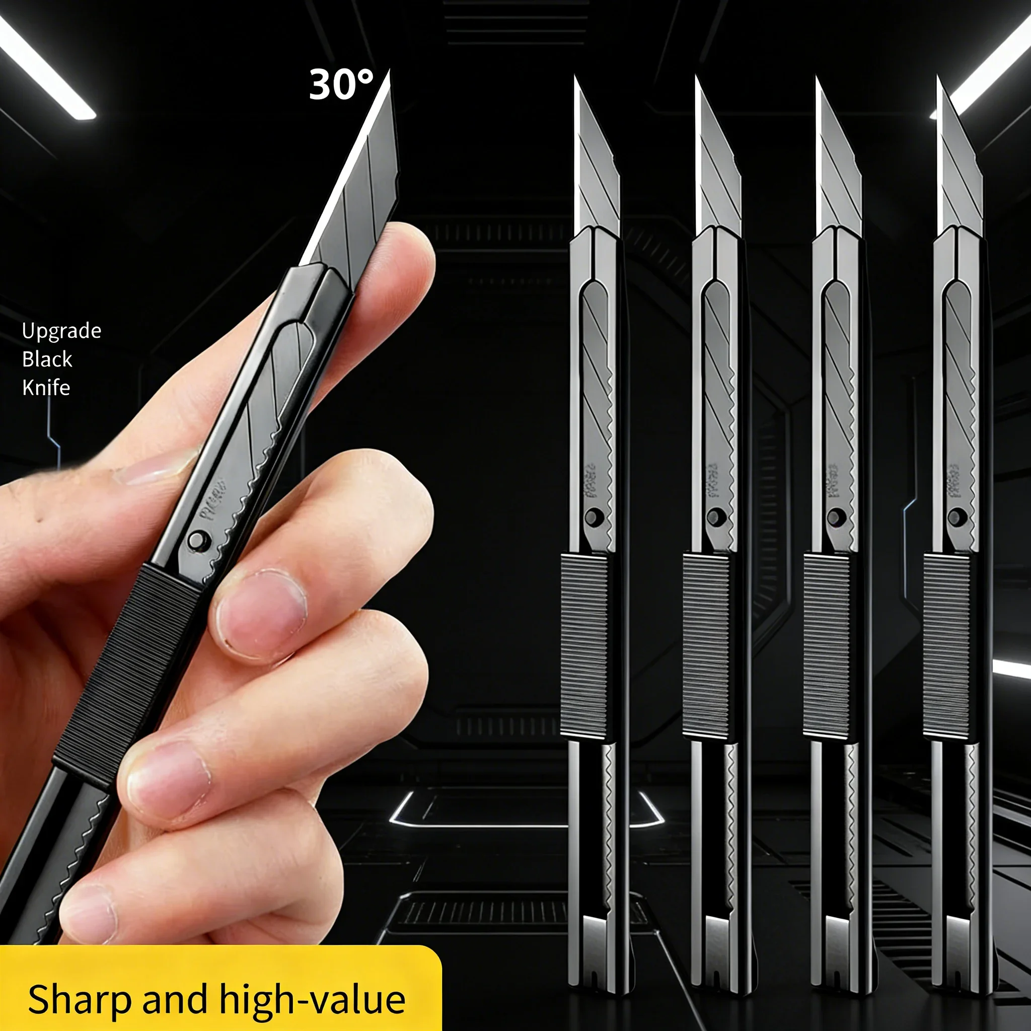 30도 텅스텐 블랙 블레이드 나이프 |   미술 학생용 산업용 강철 유틸리티 커터 |   정밀 조각 및 개봉 도구