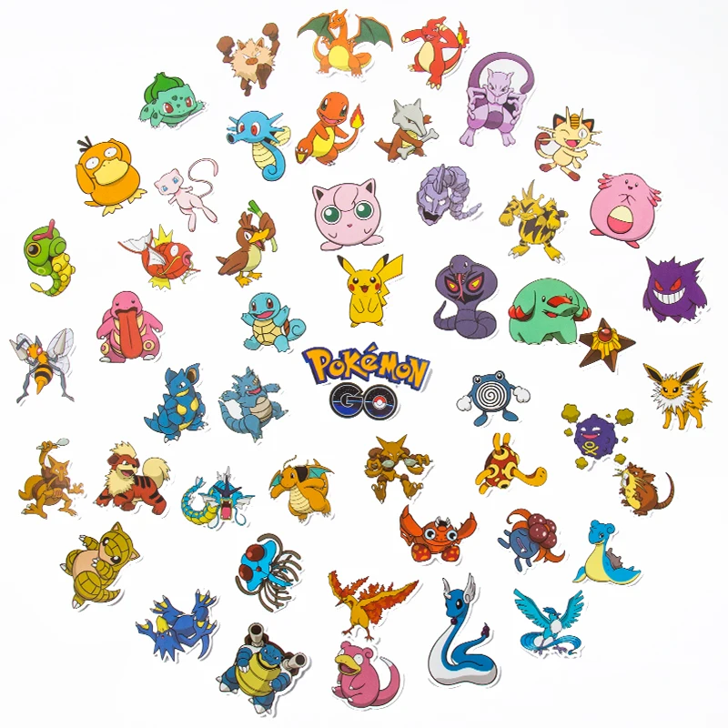 Pokemon Stickers 50/100PCS Kawaii Pikachu Anime Pokemon Stickers for Laptop Suitcase Skateboard Guitar Phone Cartoon Sticker Kid Gift Toys