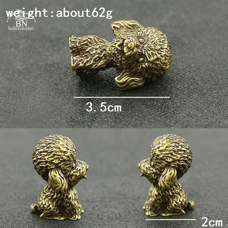 Vintage Brass Cute Dog Statue Desk Ornaments Standing Poodle