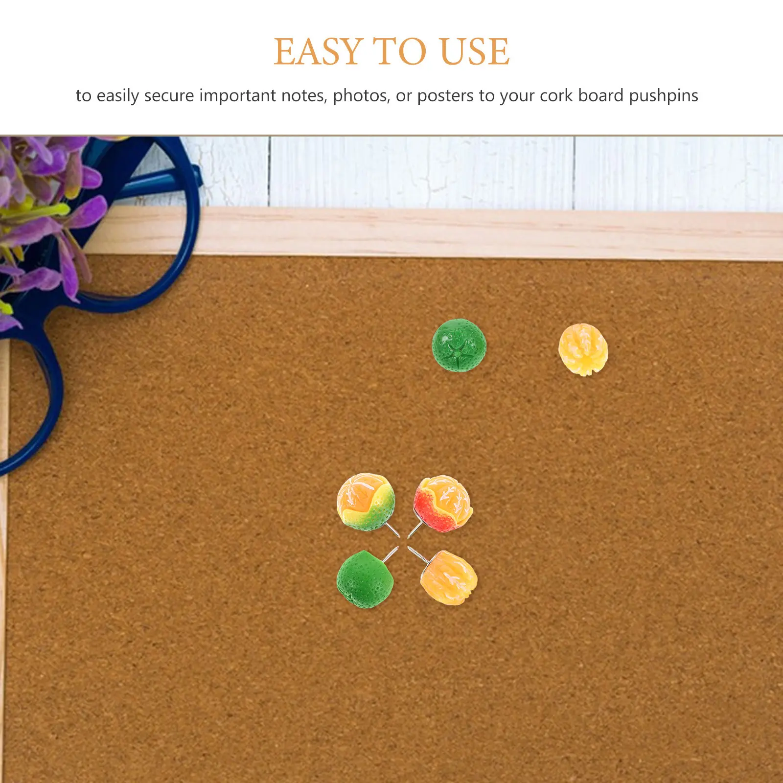 15Pcs 오렌지 압정 과일 푸시핀 코르크 보드 화이트보드 게시판 지도 사진 메모용 창의적인 레진 장 압정