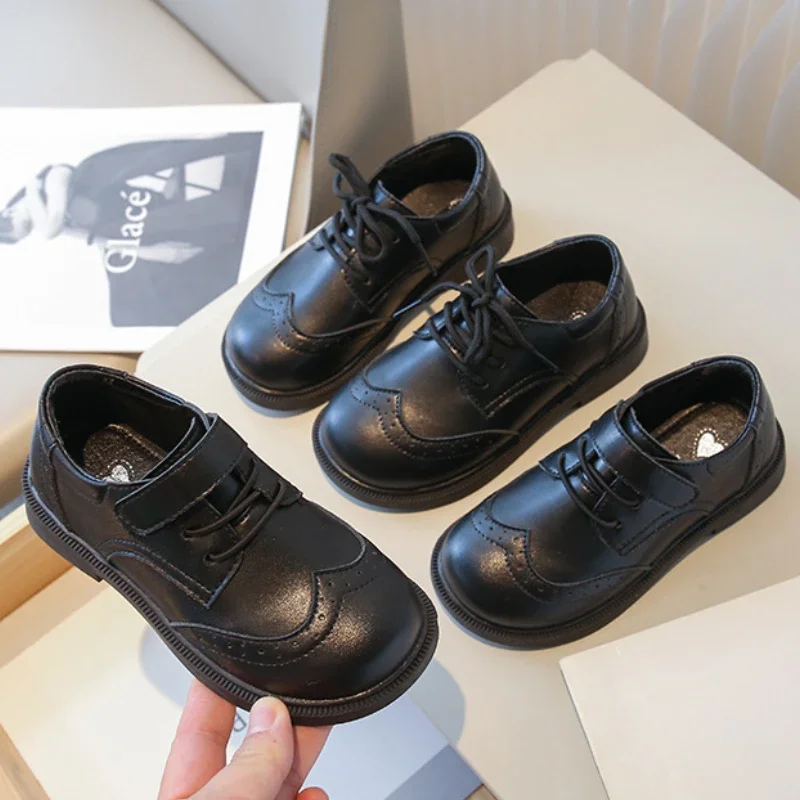 Boy Leather Shoe New Fashion Children Black School Girl Shoes